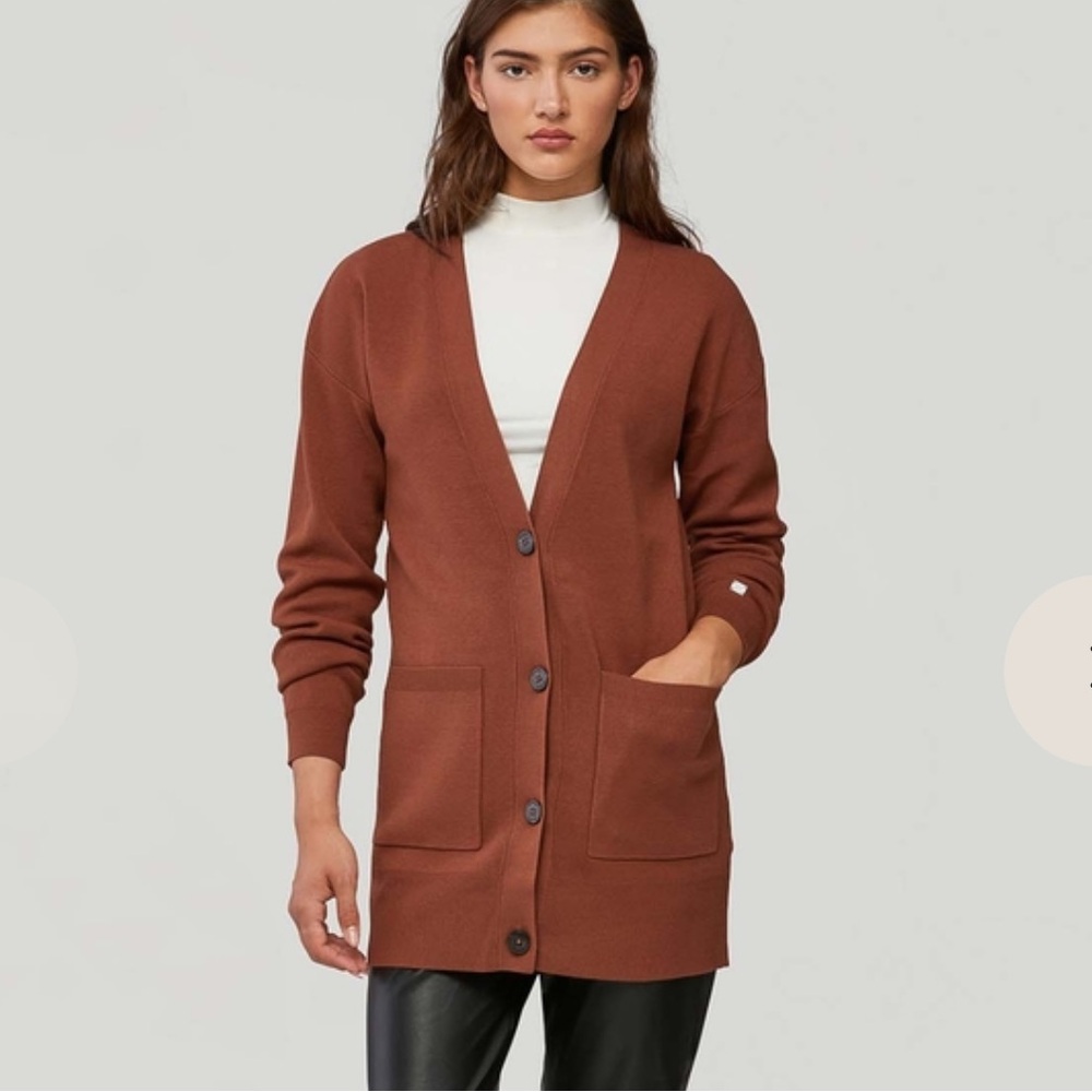 SOIA & KYO Sammi Rust Cardigan Sweater Size M Like New